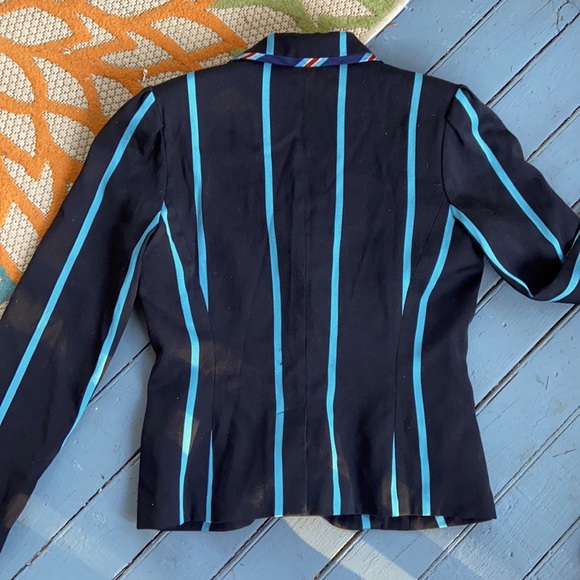VTG Cynthia Rowley Black & Blue Striped Jacket 10 - Picture 5 of 5